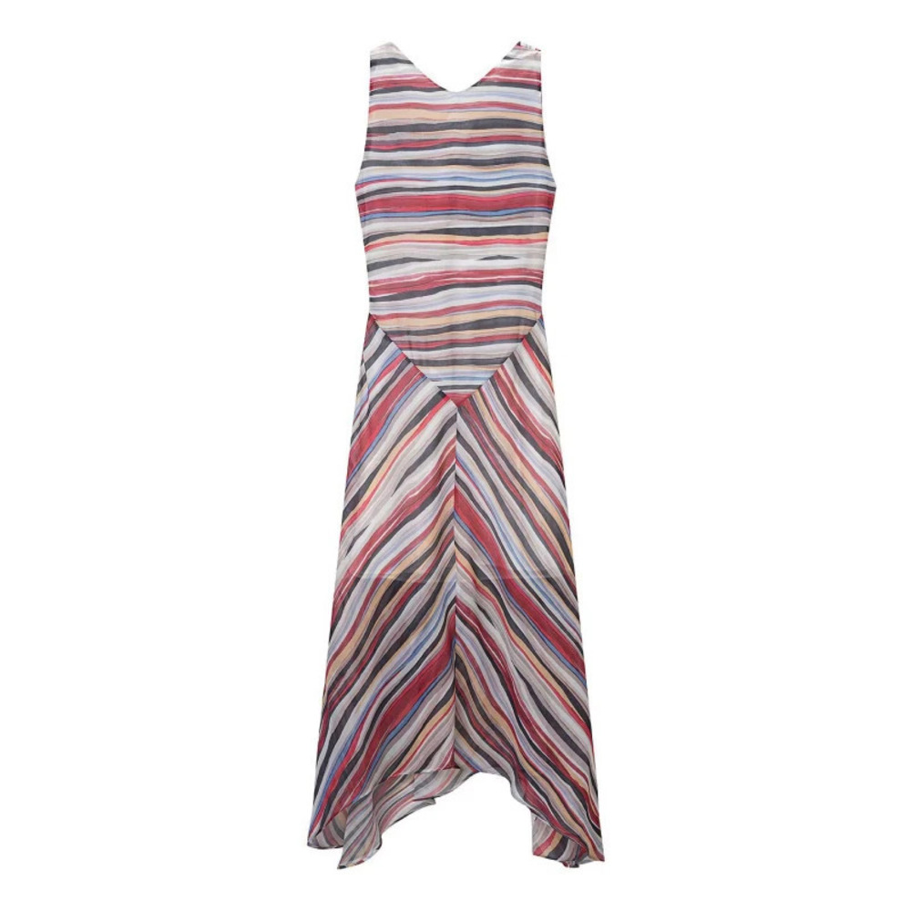 ZARA Fashionable Simple Striped Cowl Neck Asymmetric Dress